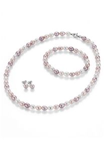 Firetti Damen Schmuckset "Multipack Schmuck Geschenk Silber 925 Halskette Armband Ohrstecker", silber, Silber 925 (Sterlingsilber), Nylon, Seide,
