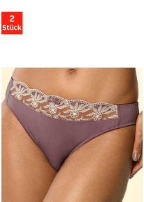 Nuance Damen Slip, Gr. 52, grau, Obermaterial: 92% Polyester, 8% Elasthan, Unterhosen, mit schöner Stickereispitze