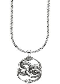 Bruno Banani Damen Kette mit Anhänger "Schmuck Geschenk Venezia Uroboroi double snake, B0245N/20/00/55", Edelstahl, L: 55cm B: 2,8mm, schwarz,