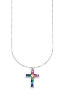 Bruno Banani Damen Kette mit Anhänger "Schmuck Geschenk Silber 925 Halsschmuck Halskette Ankerkette Kreuz", Silber 925 (Sterlingsilber), L: 48cm,
