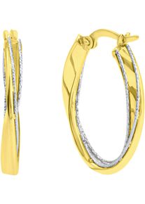 Firetti Damen Paar Creolen "Schmuck Geschenk Gold 375 Ohrschmuck Ohrringe Bicolor", Gelbgold 375, gold, Gelbgold 375, Ohrringe