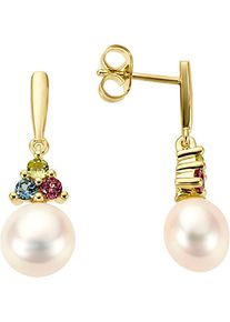 Firetti Damen Perlenohrringe "Schmuck Geschenk Gold 333 Ohrschmuck Ohrringe Edelstein", Gelbgold 333-Perlen, bunt, Gelbgold 333, Perlen, Ohrringe,
