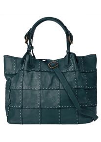 Samantha Look Damen Shopper, blau, Leder, unifarben, leicht glänzend, Taschen, echt Leder, Made in Italy