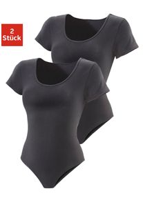 Vivance Damen T-Shirt-Body, Gr. 32, schwarz, Single Jersey, Obermaterial: 95% Baumwolle, 5% Elasthan, unifarben, Basic, Bodies, aus elastischer