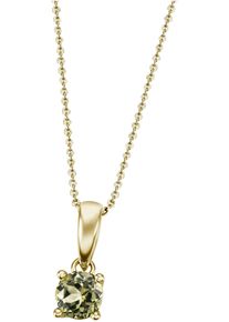 Firetti Damen Kette mit Anhänger "Schmuck Geschenk Gold 375 Gold 585 Halsschmuck Halskette Solitär", Gelbgold 585, L: 45cm B: 1mm, grün, Gelbgold