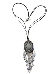 Damen Lange Kette "Boho", schwarz, Basic, Collezione Alessandro, Glas, Halsketten, mit vielen filigranen Anhängern