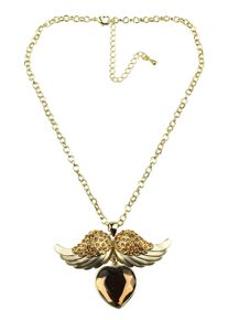 Damen Kette mit Anhänger "Engel", gold, Basic, Collezione Alessandro, Metall, Halsketten, mit echten Glassteinen