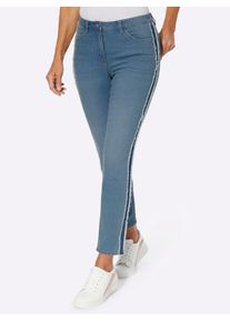 Classic Basics Damen Röhrenjeans, blau, Gr. 46, gemustert, mehrfarbig, 81% Baumwolle, 17% Polyester, 2% Elasthan, Jeans