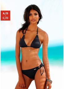 Lascana Damen Triangel-Bikini-Top "Italy", schwarz, Gr. 34, unifarben, Microfaser, Polyamid, Microfaser, Bikini-Oberteile, mit Zierringen