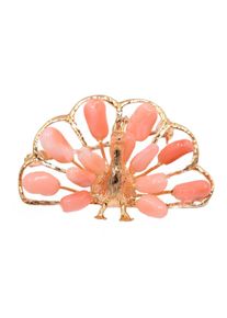 Firetti Damen Brosche "Schmuck Geschenk Ansteckschmuck Pfau Koralle", bunt, Messing, Broschen, mit Koralle