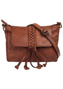 Samantha Look Damen Umhängetasche, braun, Leder, unifarben, leicht glänzend, Taschen, echt Leder, Made in Italy
