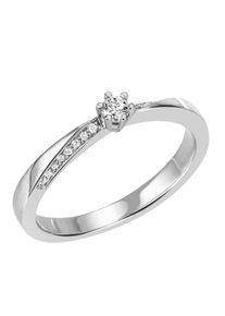 Firetti Damen Solitärring "Schmuck Geschenk Gold 585 Damenring Verlobungsring Goldring", 52, 0,13 ct SI = kleine Einschlüsse, Weißgold 585-Diamanten,