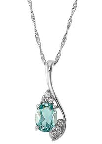 Amor Damen Kette mit Anhänger "9963843", Silber 925 (Sterlingsilber), L: 45cm, grün, Silber 925 (Sterlingsilber), Halsketten, mit Zirkonia (synth.)