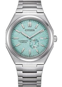 Citizen Damen Automatikuhr, silber, Armbanduhren, Armbanduhr, Herrenuhr, Damenuhr, Titan, Saphirglas, bis 10bar wasserd.
