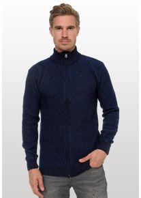 Rusty Neal Herren Strickjacke, blau, casual, Gr. XXXL, unifarben, 70% Polyacryl, 30% Baumwolle, Strickjacken, mit Stehkragen und durchgehendem