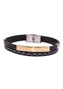 Firetti Herren Lederarmband "Schmuck Geschenk Armschmuck ID-Armband- Optik", Edelstahl-Leder-Baumwolle, gelb, Edelstahl, Leder, Baumwolle, Armbänder,
