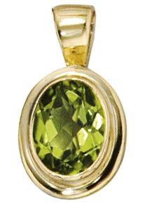 Jobo Damen Ketten-Anhänger "Anhänger oval", Gelbgold 585, gelb, Gelbgold 585, Schmuckanhänger, 585 Gold mit Peridot