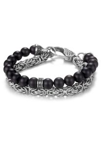 Kingka Herren Armband "SB2207SAG", Edelstahl, schwarz, Edelstahl, Armbänder, mit Achat