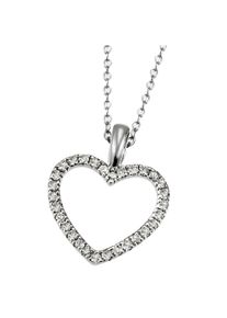 Firetti Damen Kette mit Anhänger "Schmuck Geschenk Gold 375 Gold 585 Halsschmuck Halskette Herz", 0,14 ct, Weißgold 375-Diamanten, L: 45cm B: 1mm,