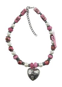Allgäu Rebell ALLGÄU REBELL Damen Kette mit Anhänger "Toni", rosa, Basic, Metall, Halsketten, mit echten Keramikperlen