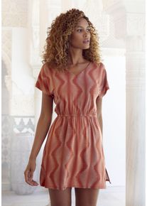 Lascana Damen Nachthemd, Gr. 36, rot, Single Jersey, Obermaterial: 95% Viskose, 5% Elasthan, ethno, bedruckt, modisch, Kleider, mit graphischen