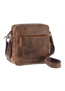 Damen Umhängetasche "Montenegro", GreenLand Nature, braun, Rindsleder, unifarben, vintage, Taschen, aus echtem Leder mit schöner Logo Prägung