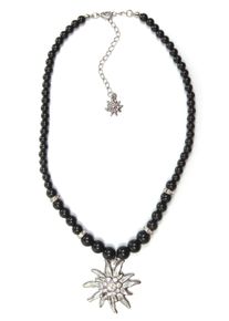 Allgäu Rebell ALLGÄU REBELL Damen Collier "Heidi", schwarz, Basic, Glas, Halsketten, mit Edelweiß Anhänger