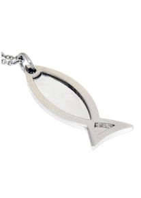 Firetti Damen Kette mit Anhänger "Schmuck Geschenk Halskette Fisch - Glaube an Jesus Christus Kugelkette", Edelstahl, L: 50cm, silber, Edelstahl,