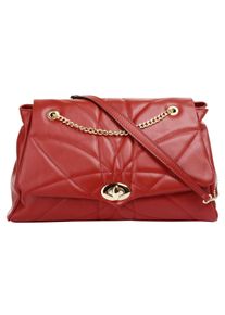 CLUTY Damen Umhängetasche, rot, Leder, unifarben, leicht glänzend, Taschen, echt Leder, Made in Italy