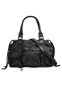 Samantha Look Damen Shopper, schwarz, Leder, vintage, Taschen, echt Leder, Made in Italy