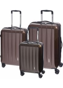 Check.In Trolleyset "London 2.0", braun, Koffer-Sets, Kofferset, Gepäckset, klein mittel groß, Handgepäck, Aufgabegepäck