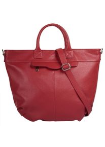 Samantha Look Damen Henkeltasche, rot, Leder, unifarben, leicht glänzend, Taschen, echt Leder, Made in Italy