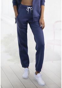 H.I.S. H.I.S Sweathose blau Gr. 32/34 für Damen. Mit Kordelzug. Schmal. Nachhaltig.