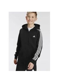 Kapuzensweatshirt Adidas SPORTSWEAR "U 3S FL FZ HOOD" Gr. 164, schwarz-weiß (black / white) Kinder Sweatshirts