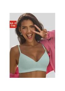 Push-up-BH Lascana "COMFY BRA" Gr. 75, Cup D, blau (air) Damen BHs ohne Bügel aus weicher Baumwollqualität, Basic Dessous