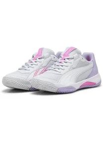 Sneaker Puma "NOVA Court Padel-Schuhe Damen" Gr. 40, grau (silber mist weiß vivid violet gray lila) Schuhe