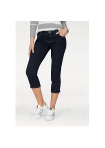 Caprijeans Arizona "Ultra-Stretch" Gr. 34, N-Gr, blau (rinsed) Damen Jeans extra-enger Schnitt, modischer Beinabschluss mit Schlitz