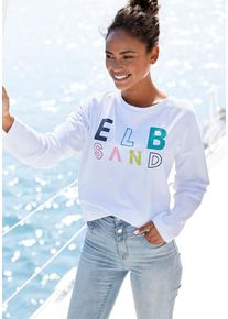 ELBSAND Sweatshirt 'Aliisa' weiß Gr. L (40) für Damen. Rundhals und Logodruck. Figurumspielend. Nachhaltig.