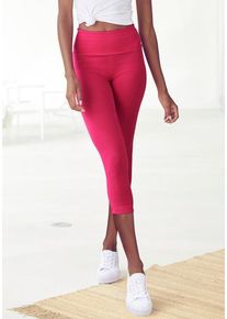 Lascana Caprileggings pink Gr. 32/34 für Damen. Mit Logodruck. Basic. Nachhaltig.