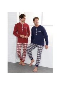 wäschepur Schlafanzug WÄSCHEPUR Gr. 52/54, bunt (marine + dunkelrot) Herren Homewear-Sets