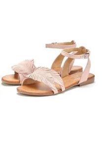 Sandale Lascana Gr. 39, rosa (rose) Damen Schuhe Sandalette, Sommerschuh aus Leder mit modischen Fransen