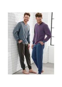 wäschepur Schlafanzug WÄSCHEPUR Gr. 52/54, blau (graphit + jeansblau) Herren Homewear-Sets