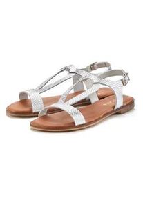 Sandale Lascana Gr. 39, silberfarben Damen Schuhe Sandalette, Sommerschuh aus hochwertigem Leder im Metallic-Look