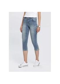 Caprijeans Arizona "Ultra-Stretch" Gr. 36, N-Gr, blau (blau, used) Damen Jeans extra-enger Schnitt, modischer Beinabschluss mit Schlitz