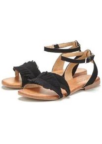 Sandale Lascana Gr. 40, schwarz Damen Schuhe Sandalette, Sommerschuh aus Leder mit modischen Fransen