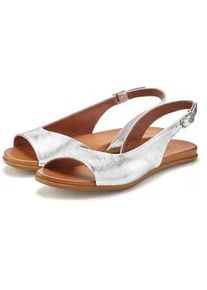 Sandale Lascana Gr. 39, silberfarben Damen Schuhe aus Leder in modischer Metallic-Optik, Sandalette, Sommerschuh