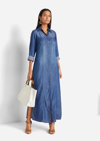 bonprix Hemdblusenkleid aus TENCEL&trade; Lyocell, blau, Gr.42, Elegantes Hemdblusenkleid aus TENCEL&trade; Lyocell