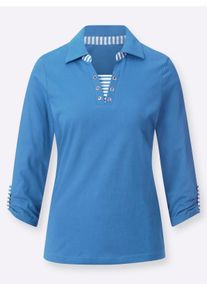 sheego Große Größen 3/4-Arm-Shirt in 2-in-1-Optik, blau, Größe 48 - Damen