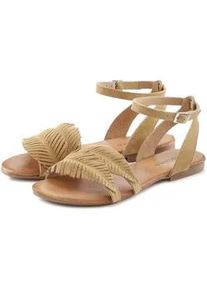 Sandale Lascana Gr. 40, beige Damen Schuhe Sandalette, Sommerschuh aus Leder mit modischen Fransen