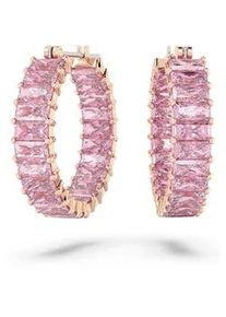 Paar Creolen Swarovski "Matrix, Baguette-Schliff, 5657726" Ohrringe Gr. Metall, rosegold (roségoldfarben-pink + pink) Damen mit Swarovski Kristall